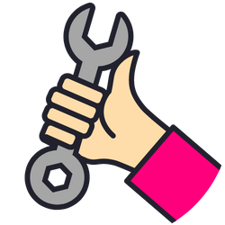 Cartoon Hand with Wrench Icon 